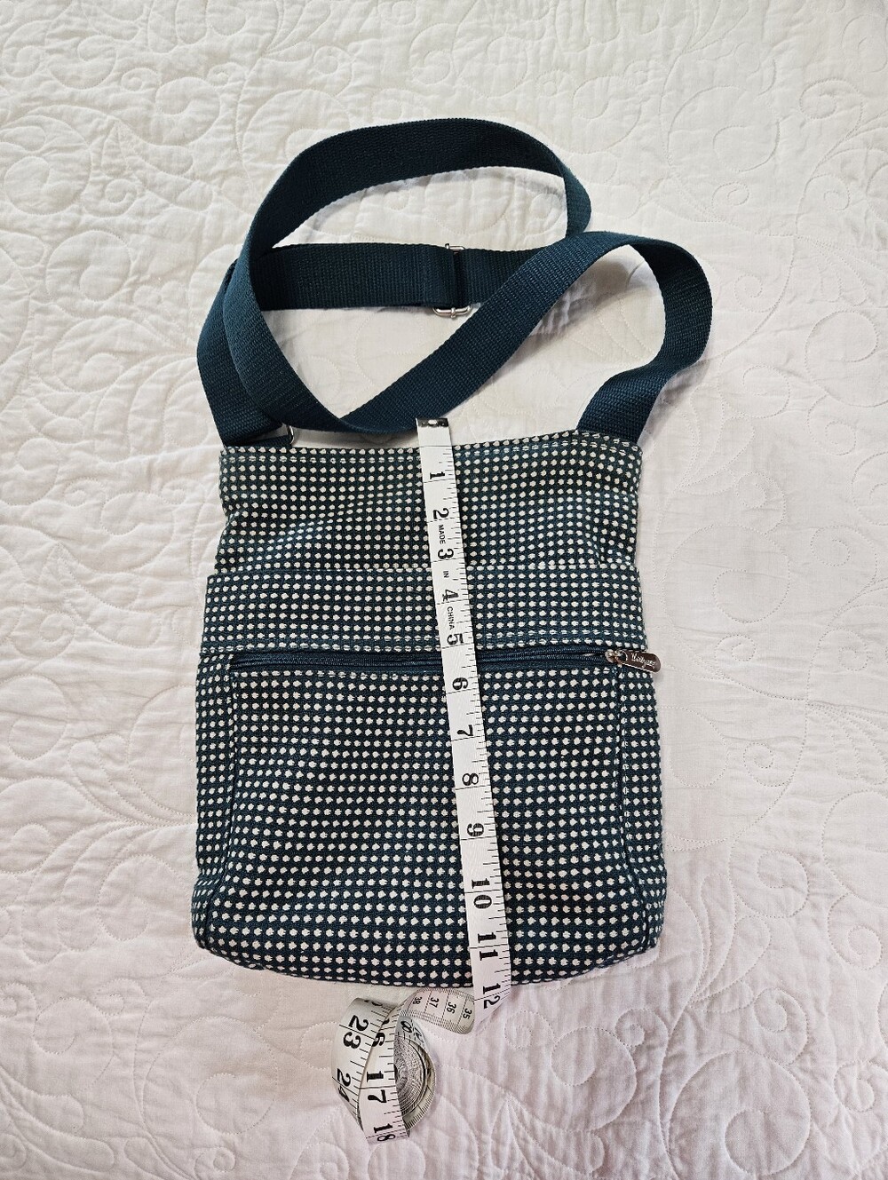 thirty-one Teal Crossbody with White Dot Pattern